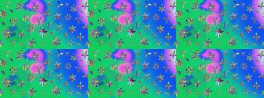 Yaz çiçekleri teması. Yeşil ve mavi renkler. Suluboya resim taklit Raster çizimi. El çizimi, soyut ve süslü elementler. Klasik çiçekler..