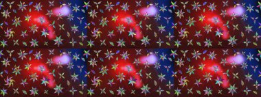 Elle boyanmış suluboya resim çizimleri, çiçekler ve bitkiler. Kahverengi ve kırmızı renkte çiçekler.