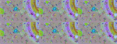 Raster illüstrasyonu. Şirin çiçekli eskiz deseni ve gri ve nötr renklerde yapraklar, suluboya çiçek deseni, duvar kağıdı, kart veya kumaş için fayanslı.