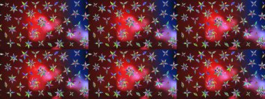 Şirin çiçekli eskiz deseni ve kahverengi ve kırmızı renklerde yapraklar, suluboya çiçek deseni, duvar kağıdı, kart ya da kumaş için fayanslı. Raster illüstrasyonu.