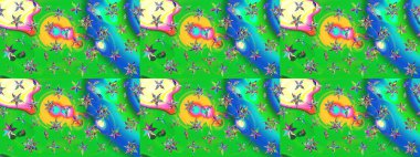 Raster illüstrasyonu. Tekstil veya kitap kapakları, imalat, duvar kağıtları, baskı, hediye paketi ve yapıştırma kitabı için çiçek eskizi geçmişi. Küçük ölçekli çiçeklerdeki basit sevimli desen.