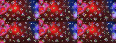 Kırmızı ve kahverengi renkte çiçekler. Çizim çiçek deseni duvar kâğıdı olarak kullanılabilir. Raster illüstrasyonu.