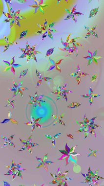 Raster illüstrasyonu. Çizim kalıbı. Çiçek duvar kağıdı. Renkli süs kenarı. Hint süsü. Tarafsız ve gri renklerde.