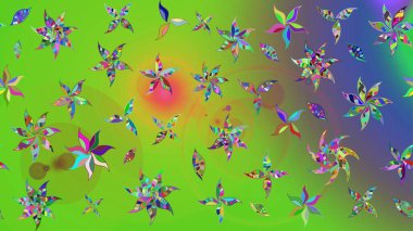 Egzotik çiçekler, yeşil ve mor renkler üzerine botanik ve parlak klasik doğa. Klasik tropikal doğal elementlerin suluboya seti. Raster illüstrasyonu.