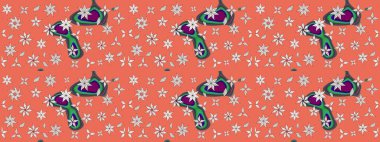 Çiçek desenli eskiz. Gömlek baskısı için çiçek boyası. Turuncu ve nötr renkte çiçekler.