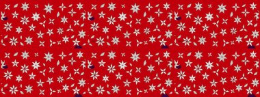 Düz Çiçek Elementleri Tasarımı. Sevimli çiçek raster deseni. Sketch Colour Spring Theme eskiz kalıbı. Kırmızı ve nötr renkte çiçekler.