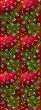 Kırmızı ve kahverengi renkte zarif çiçekli suluboya. Düz Çiçek Elementleri Tasarımı. Raster illüstrasyonu. Renkli Bahar Teması çizim şablonu.