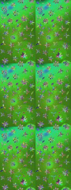 Küçük çiçekteki sevimli çiçek deseni. Raster deseni. Raster illüstrasyonu. # Yeşil ve mavi renkte yaz çiçekleri #.