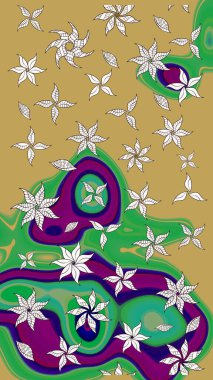 Çiçek deseni. Renkli Bahar Teması eskiz kalıbı. Düz Çiçek Elementleri Tasarımı. Raster çizimi. Güzel kumaş deseni..