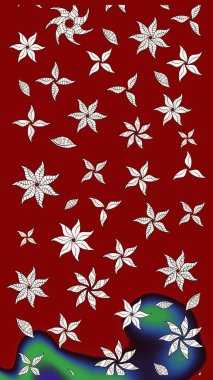 Düz Çiçek Elementleri Tasarımı. Renkli Yaz Temalı eskiz kalıbı. Kırmızı ve nötr renklerde çiçekler. Sevimli çiçek raster deseni.