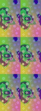 Çiçekler yeşilde ve suluboya stilinde nötr renklerde. Yeşil ve nötr renkte çiçeklerle çizilmiş çiçek deseni.