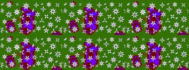 Renkli Bahar Teması eskiz kalıbı. Düz Çiçek Elementleri Tasarımı. Süslü kumaş deseni. Raster illüstrasyonunda çiçek deseni çizimi.