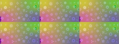 Renkli Bahar Teması eskiz kalıbı. Tarafsız ve yeşil renklerde çiçekler. Çiçek desenli çizim. Asya tekstil tarzında. Düz Çiçek Elementleri Tasarımı. Raster illüstrasyonu.