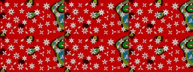 Renkli Bahar Teması eskiz kalıbı. Düz Çiçek Elementleri Tasarımı. Raster illüstrasyonundaki çiçek desenli çizim. Süslü kumaş deseni.