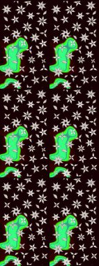 Düz Çiçek Elementleri Tasarımı. Raster Illustrasyon 'daki Çiçek Deseni' nin son moda çizimi. Renkli Yaz Temalı eskiz kalıbı. Güzel kumaş deseni.