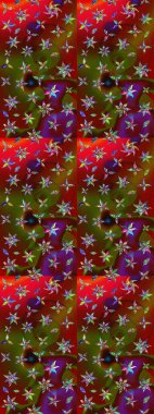 Şirin karalamalı çiçek desenli çizim. Raster illüstrasyonu. Raster illüstrasyonu. El yapımı çiçek ve bitki koleksiyonu. Çizim biçimi kırmızı ve kahverengi renklerde.