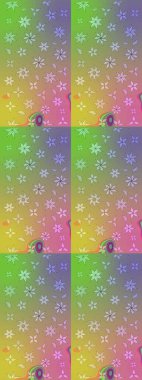 Raster illüstrasyonu. Şirin çiçek elementleri. Düz Çiçek Elementleri Tasarımı. Taslak desenli, modaya uygun kumaş deseni. Renkli Bahar Teması çizim şablonu.