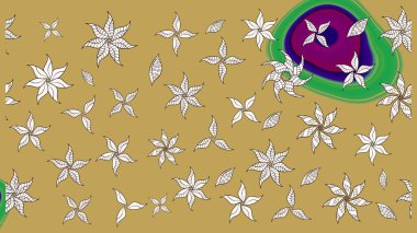 Suluboya, elle çizilmiş. Sarı ve nötr renklerde yaprakları olan yabani çiçekler. Raster illüstrasyonu. Taslak arkaplan deseni.