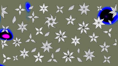 Raster illüstrasyonundaki çiçek desenli çizim. Düz Çiçek Elementleri Tasarımı. Süslü kumaş deseni. Renkli Bahar Teması çizim şablonu.