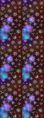 Şirin çiçek elementleri. Raster illüstrasyonu. Robot resim. Kahverengi ve mor renkte çiçekler.