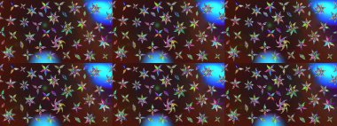 Kahverengi ve mavi renkte çiçeklerle çizilmiş çiçek deseni. Suluboya tarzında kahverengi ve mavi renkte çiçekler.