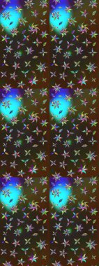 Parlak renkli çiçekleri ve kahverengi ve gri renkte yaprakları olan harika bir çiçek deseni. Moda baskıları için zarif bir şablon. Halk tarzı. Modern çiçek arkaplanı.