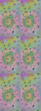 Nazik, narin çiçek arkaplanı. Çiçekli karalama şeklinde Raster çiçek deseni. Tarafsız ve yeşil renkte çiçekler.