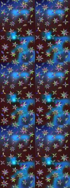 Soyut etnik raster çizim kalıbı. Kabile sanatı boho baskısı, klasik çiçek arkaplanı. Arkaplan dokusu, duvar kağıdı, mavi ve kahverengi renkli çiçek teması.