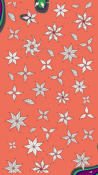 Raster deseni. Küçük çiçekteki sevimli çiçek deseni. Turuncu ve nötr renklerde yaz çiçekleri. Raster illüstrasyonu.