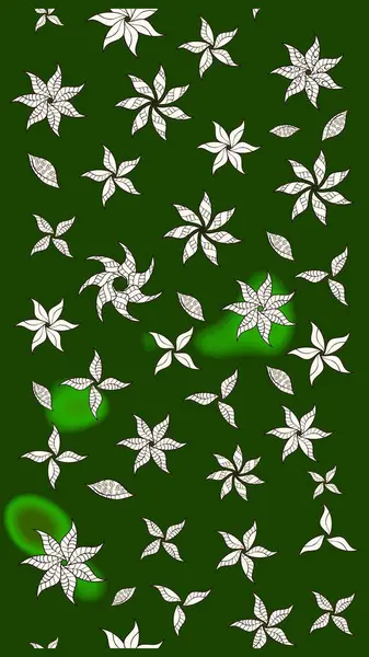 Raster illüstrasyonu. 3D çiçekler, eskiz. Yeşil ve nötr renklerde.