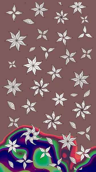 Kahverengi ve nötr renklerde çiçekler. Küçük çiçekte sevimli çiçek deseni var..