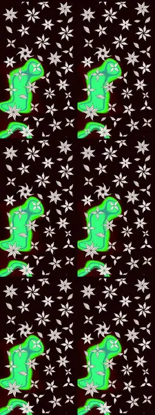 Düz Çiçek Elementleri Tasarımı. Raster Illustrasyon 'daki Çiçek Deseni' nin son moda çizimi. Renkli Yaz Temalı eskiz kalıbı. Güzel kumaş deseni.