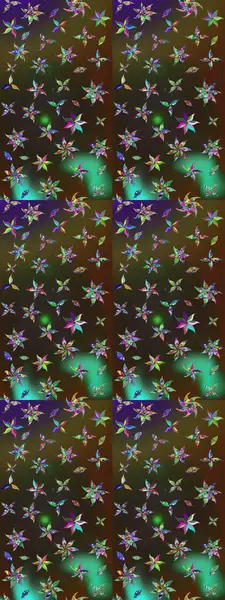 Suluboya tarzında kahverengi ve yeşil renklerde. Küçük çiçekli yay deseni çiz. Raster illüstrasyonu.