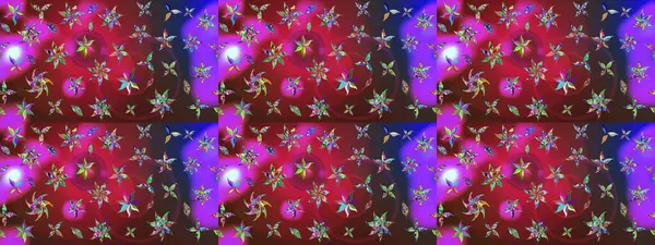 Kırmızı ve mor renkte çiçekler. Raster illüstrasyonu. Tropikal çizim çiçek deseni.