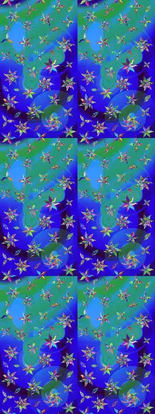 Çiçek desenli eskiz. Mavi ve yeşil renkli çiçekler. Renkli Bahar Teması eskiz kalıbı. Düz Çiçek Elementleri Tasarım Raster illüstrasyonu.