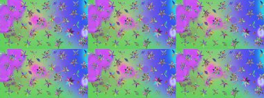 Raster. Sabıka fotoğraflarında, bebek kıyafetlerinde, duvar kâğıtlarında, paket kutularında falan kullanılabilir. Zarif, parlak ve eskiz yeşil ve mor çiçek desenli tasarım.