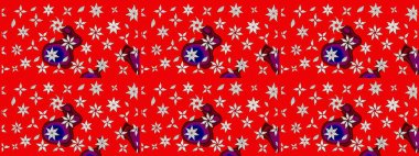 Suluboya çiçekli çiçek deseni. Kırmızı ve nötr renklerde Asya tekstil tarzında. Raster illüstrasyonu.