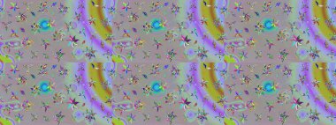 Gri ve nötr renkte çiçekler. Çiçek süslemeli çizim deseni. Raster illüstrasyonu.