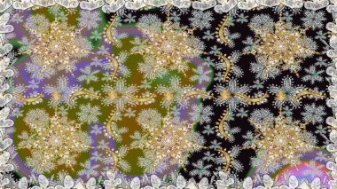 Gri renkli desen. Raster Golden Mehndi kusursuz desen. Kına dövmeli süs çiçekleri, altın çıkartmalar, mehndi ve yoga tasarımı, kartlar ve parmak izleri..