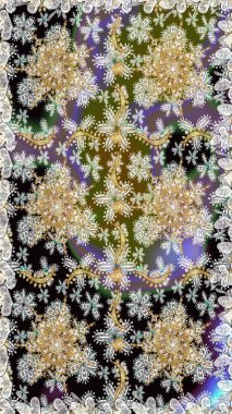 Barok tarzında kusursuz bir doğulu süsü. Raster oryantal süs. Gri renkli ve altın elementli altın desenli. Geleneksel klasik altın desen.