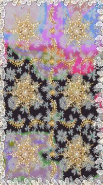 Kusursuz klasik altın desen. Raster geleneksel oryantasyon süsü. Altın elementlerle gri renklerde altın desen.