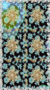 Damask altın soyut çiçek nötr renklerde pürüzsüz desen. Süslü dekorasyon. Raster illüstrasyonu.