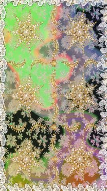 Çiçek süsü kumaş deseni, cam, çiçek desenli altın elementli, nötr renklerde metal. Klasik raster altın pürüzsüz desen.