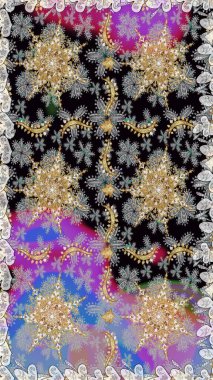 Arkaplan, kumaş, altın duvar kağıdı. Düz elle çizilmiş klasik koleksiyon. Gri renkli ve altın elementli altın desenli. Raster altın pürüzsüz desen.