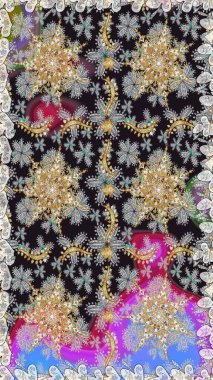 Raster geleneksel oryantasyon süsü. Kusursuz klasik altın desen. Altın elementlerle gri renklerde altın desen.