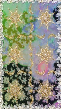 Gri renklerde, altın elementlerle kusursuz desen. Raster oryantal süs. Kusursuz altın desen.