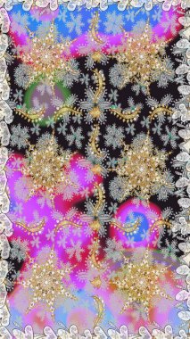 Barok tarzında kusursuz bir doğulu süsü. Geleneksel klasik raster altın pürüzsüz desen. Gri renklerdeki altın elementler.