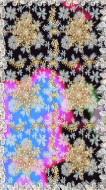 Süslü raster dekorasyonu. Barok tarzında duvar kağıdı tasarımı için kusursuz damaske deseni arkaplanı. Altın elementlerle gri renklerde altın desen.