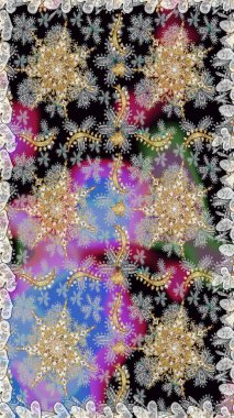 Raster geleneksel, gri renklerde, altın, kusursuz desen. Barok tarzında kusursuz bir doğulu süsü..