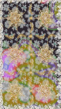 Gri renklerdeki altın elementler. Duvar kâğıdı barok, İspanyol kumaşı. Kusursuz raster arka plan. Çiçek deseni. Şekil grafik deseni.